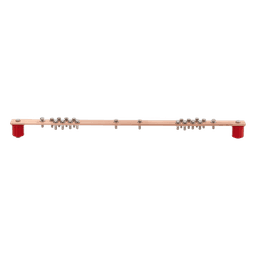 Barra Distribución Tierra Rack 19 in / Cobre 100% / 550A / Aisladores Rojos / 0.64 cm (0.25 in) / J-STD-607-A