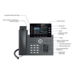 Teléfono IP / 6 Líneas SIP / Wi-Fi 5 Dual Band / Bluetooth 5.0 / Pantalla 4.3" / 48 Teclas MPK / PoE / Audio HD Opus