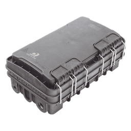 Caja de Distribución de Fibra Óptica para 24 Empalmes, con 8 acopladores SC/APC simplex, Exterior IP65, Color Negro