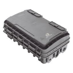 Caja de Distribución de Fibra Óptica para 24 Empalmes, con 8 acopladores SC/APC simplex, Exterior IP65, Color Negro