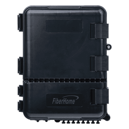 Caja de Distribución de Fibra Óptica para 24 Empalmes, con 8 Acopladores SC/APC Simplex, Exterior IP55, Color Negro