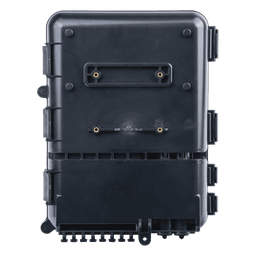 Caja de Distribución de Fibra Óptica para 24 Empalmes, con 8 Acopladores SC/APC Simplex, Exterior IP55, Color Negro