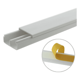 Canaleta blanca de PVC auto extinguible, con división, 20 x 10 mm, tramo 6 pies, con cinta adhesiva (5101-21252)
