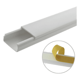 Canaleta blanca de PVC auto extinguible, sin división, 20 x 10 mm, tramo de 6 pies, con cinta adhesiva (5101-21262) 