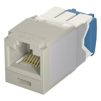 Conector Jack RJ45 Estilo TG, Mini-Com, Categoría 6A, de 8 Posiciones y 8 Cables, Color Gris