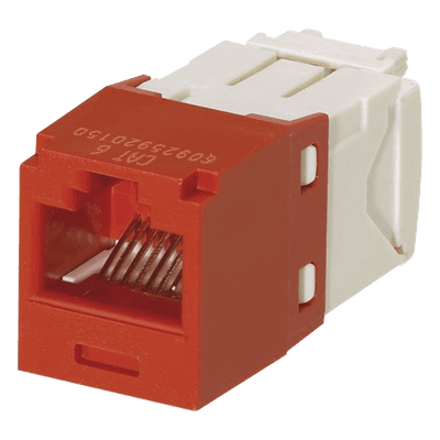 Conector Jack RJ45 Estilo TG, Mini-Com, Categoría 6, de 8 Posiciones y 8 Cables, Color Rojo