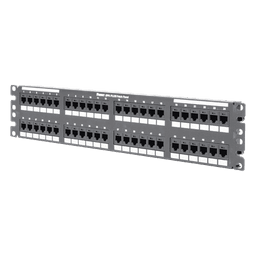 Panel de Parcheo de Impacto / Categoría 6 / 48 Puertos / 2UR / Plano / 19 Pulgadas