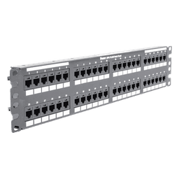 Panel de Parcheo de Impacto / Categoría 6 / 48 Puertos / 2UR / Plano / 19 Pulgadas