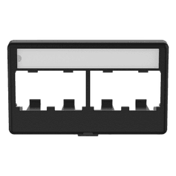 Placa de Mobiliario Modular Estándar, Salidas Para 4 Puertos Mini-Com, Con Espacio Para Etiquetas, Color Negro