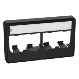 Placa de Mobiliario Modular Estándar, Salidas Para 4 Puertos Mini-Com, Con Espacio Para Etiquetas, Color Negro