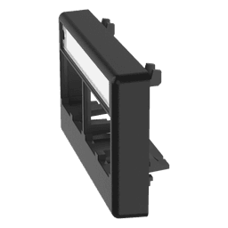 Placa de Mobiliario Modular Estándar, Salidas Para 4 Puertos Mini-Com, Con Espacio Para Etiquetas, Color Negro