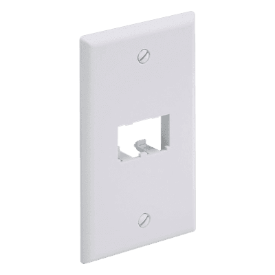 Placa de Pared Vertical / 2 Puertos Mini-Com / 69.8 x 114.3 mm / 2.75 x 4.5 pulgadas / ABS / Blanco