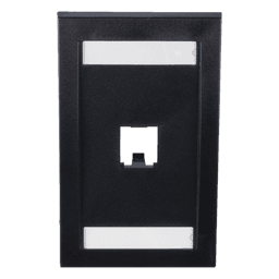 Placa de Pared Vertical Ejecutiva, Salida de 1 Puerto Mini-Com, Con Espacios Para Etiquetas, Color Negro