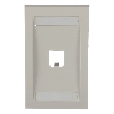 Placa de Pared Vertical Ejecutiva, Salida Para 1 Puerto Mini-Com, Con Espacios Para Etiquetas, Color Blanco Mate