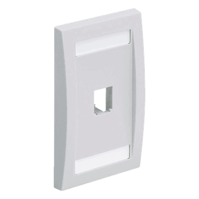 Placa de Pared Vertical Ejecutiva, Salida Para 1 Puerto Mini-Com, Con Espacios Para Etiquetas, Color Blanco