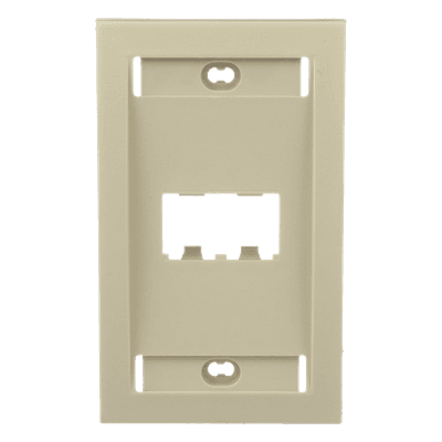Placa de Pared Vertical Ejecutiva, Salida Para 2 Puertos Mini-Com, Con Espacios Para Etiquetas, Color Marfil