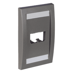 Placa de Pared Vertical Ejecutiva, Salida Para 2 Puertos Mini-Com, Con Espacios Para Etiquetas, Color Gris