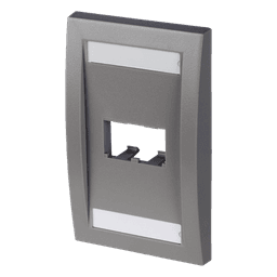 Placa de Pared Vertical Ejecutiva, Salida Para 2 Puertos Mini-Com, Con Espacios Para Etiquetas, Color Gris