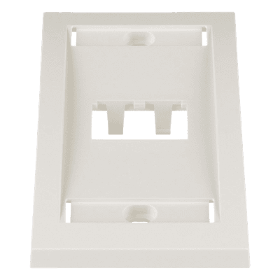 Placa de Pared Vertical Ejecutiva, Salida Para 2 Puertos Mini-Com, Con Espacios Para Etiquetas, Color Blanco Mate