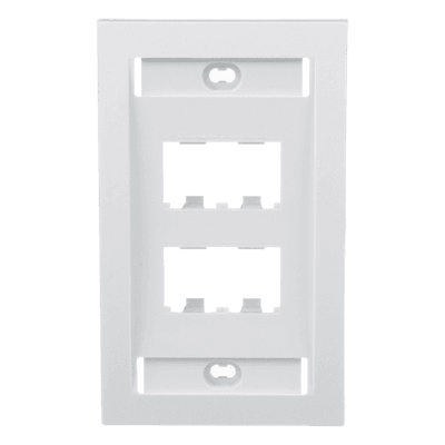 Placa de Pared Vertical Ejecutiva, Salida Para 4 Puertos Mini-Com, Con Espacios Para Etiquetas, Color Blanco