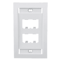 Placa de Pared Vertical Ejecutiva, Salida Para 4 Puertos Mini-Com, Con Espacios Para Etiquetas, Color Blanco