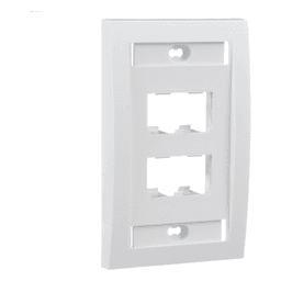 Placa de Pared Vertical Ejecutiva, Salida Para 4 Puertos Mini-Com, Con Espacios Para Etiquetas, Color Blanco