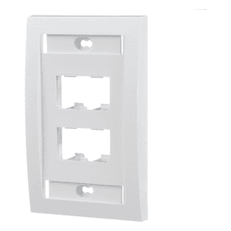 Placa de Pared Vertical Ejecutiva, Salida Para 4 Puertos Mini-Com, Con Espacios Para Etiquetas, Color Blanco