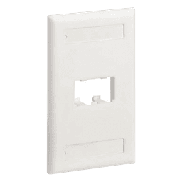 Placa de Pared Vertical Clásica, Salida Para 2 Puertos Mini-Com, Con Espacios Para Etiquetas, Color Blanco Mate