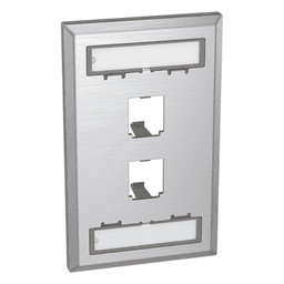 Placa de Pared Vertical, de Acero Inoxidable, Salida Para 2 Puertos Mini-Com, Con Espacios Para Etiquetas
