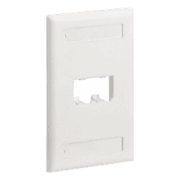 Placa de Pared Vertical Clásica, Salida Para 2 Puertos Mini-Com, Con Espacios Para Etiquetas, Color Blanco