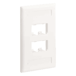 Placa de Pared Vertical Clásica, Salida Para 4 Puertos Mini-Com, Con Espacios Para Etiquetas, Color Blanco Mate