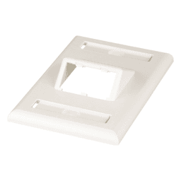 Placa de Pared Vertical Clásica, Salida Para 2 Puertos Mini-Com Inclinados, Con Espacios Para Etiquetas, Color Blanco Mate