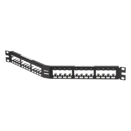 Panel de Parcheo Modular Mini-Com (Sin Conectores), Angulado, Totalmente Blindado, de 24 Puertos, 1UR