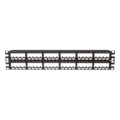 Panel de Parcheo Modular Mini-Com (Sin Conectores), Plano de Instalación al Ras, Sin Blindaje, de 48 Puertos, 2UR