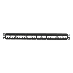 Panel de Parcheo Modular / 24 Puertos / 1UR / Plano / Sin Blindaje / Mini-Com / 19 Pulgadas