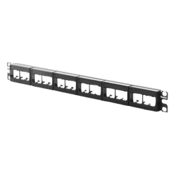 Panel de Parcheo Modular / 24 Puertos / 1UR / Plano / Sin Blindaje / Mini-Com / 19 Pulgadas
