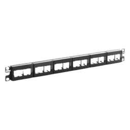 Panel de Parcheo Modular / 24 Puertos / 1UR / Plano / Sin Blindaje / Mini-Com / 19 Pulgadas