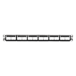 Panel de Parcheo Modular / 24 Puertos / 1UR / Plano / Sin Blindaje / Mini-Com / 19 Pulgadas