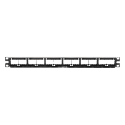 Panel de Parcheo Modular / 24 Puertos / 1UR / Plano / Sin Blindaje / Mini-Com / 19 Pulgadas