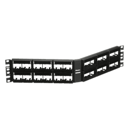 Panel de Parcheo Modular Mini-Com (Sin Conectores), Angulado, Sin Blindaje, Con Etiqueta y Cubierta, de 48 Puertos, 2UR
