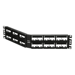 Panel de Parcheo Modular Mini-Com (Sin Conectores), Angulado, Sin Blindaje, Con Etiqueta y Cubierta, de 48 Puertos, 2UR