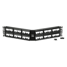 Panel de Parcheo Modular Mini-Com (Sin Conectores), Angulado, Sin Blindaje, Con Etiqueta y Cubierta, de 48 Puertos, 2UR