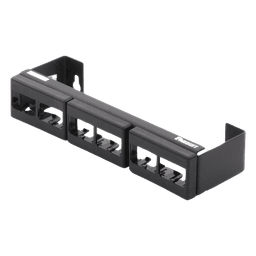 Panel de Parcheo Modular (Sin Conectores), de 12 Puertos Mini-Com, Instalación en Pared con Montaje Incluido, Color Negro