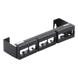 Panel de Parcheo Modular (Sin Conectores), de 12 Puertos Mini-Com, Instalación en Pared con Montaje Incluido, Color Negro