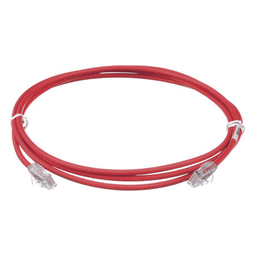 Cable de Parcheo UTP Cat6A, CM/LSZH, Diámetro Reducido (28AWG), Color Rojo, 2.13 Metros (7 Pies)