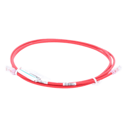 Cable de Parcheo UTP Cat6A, CM/LSZH, Diámetro Reducido (28AWG), Color Rojo, 2.13 Metros (7 Pies)
