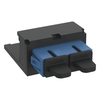 Módulo Acoplador SC Duplex, para Fibra Óptica Monomodo OS1/OS2, Tipo Mini-Com, Color Azul
