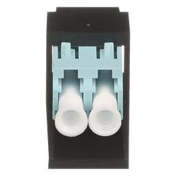 Módulo Acoplador LC Duplex, para Fibra Óptica Multimodo OM3/OM4, Tipo Mini-Com, Color Aqua