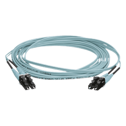 Jumper de Fibra Optica Multimodo 50/125 OM4, LC-LC Duplex, OFNR (Riser), Color Aqua, 20 Metros (65.62 Pies)