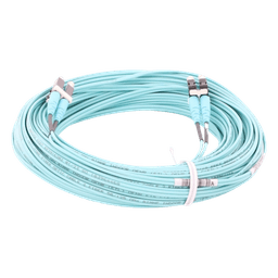 Jumper de Fibra Optica Multimodo 50/125 OM4, LC-LC Duplex, OFNR (Riser), Color Aqua, 20 Metros (65.62 Pies)